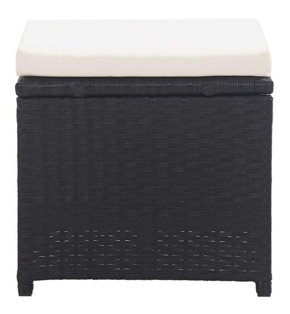 Gartenhocker 2 Stk. mit Sitzkissen Poly Rattan Schwarz