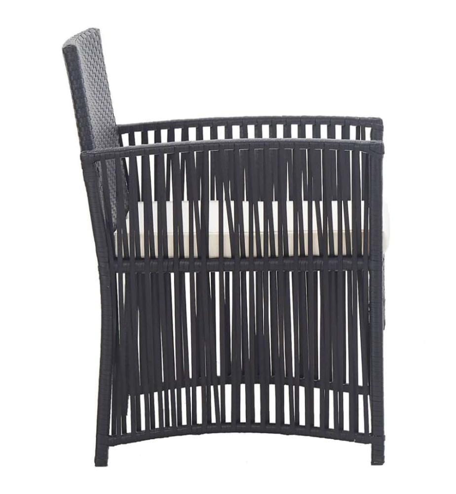 Gartensessel mit Sitzkissen 2 Stk. Schwarz Poly Rattan