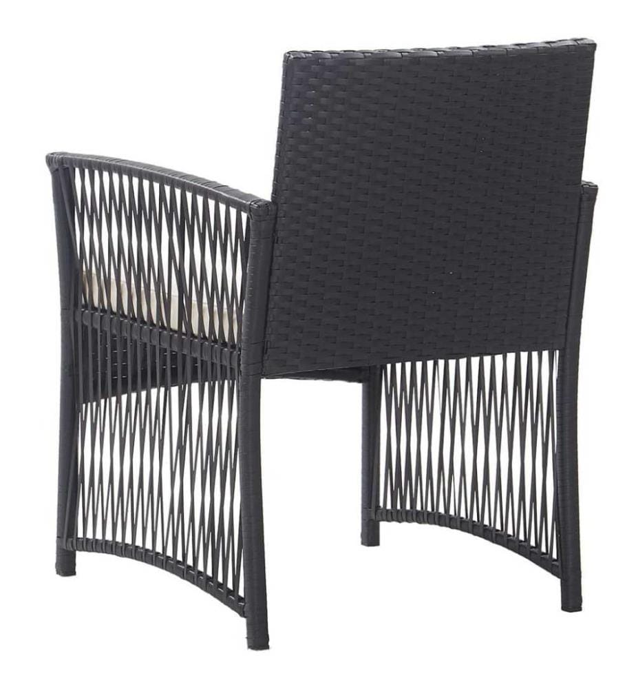 Gartensessel mit Sitzkissen 2 Stk. Schwarz Poly Rattan