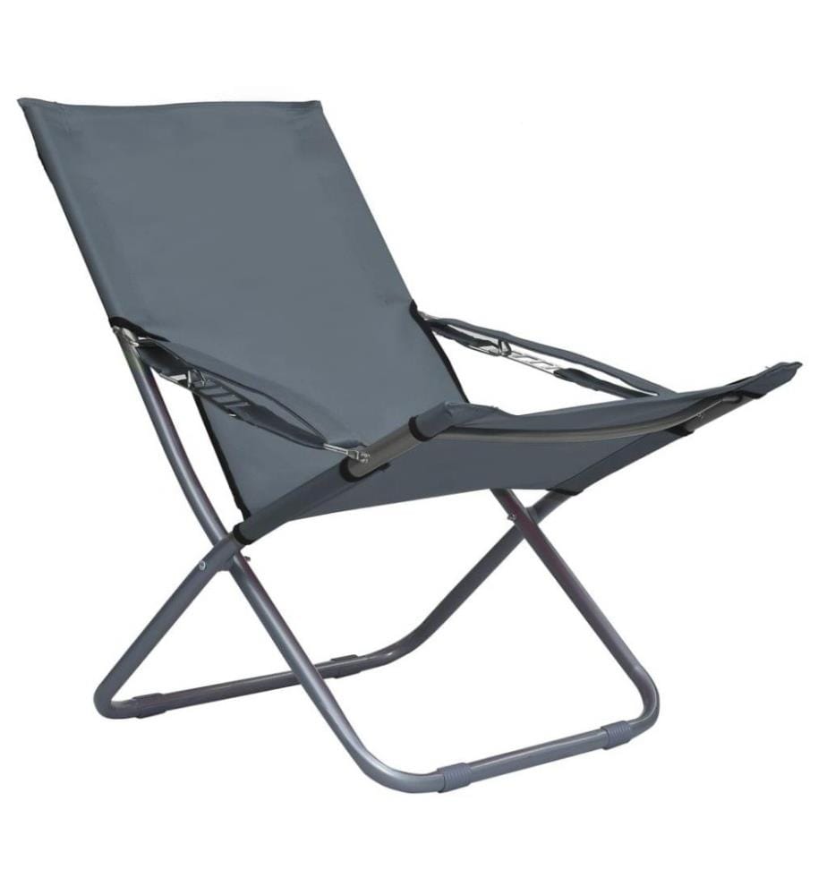 Klappbare Strandstühle 2 Stk. Stoff Grau
