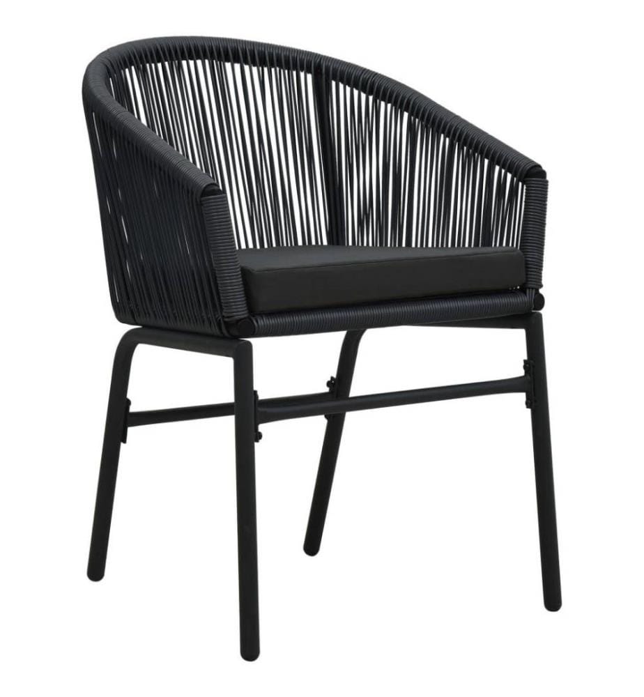 Chaises de jardin 2 pcs Noir Rotin PE