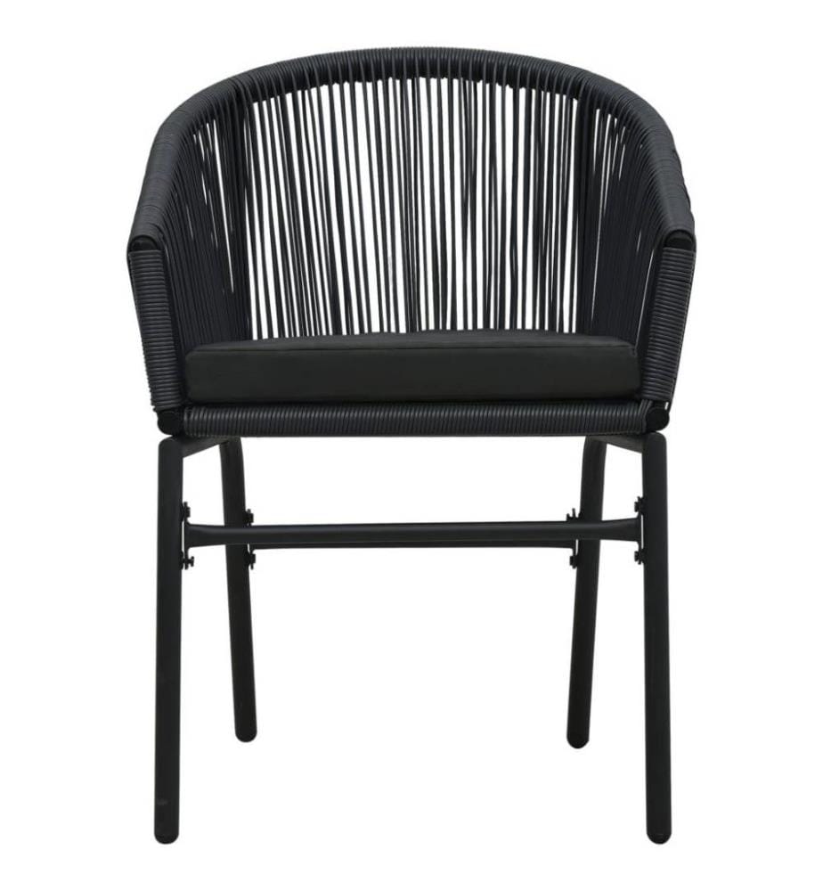 Chaises de jardin 2 pcs Noir Rotin PE