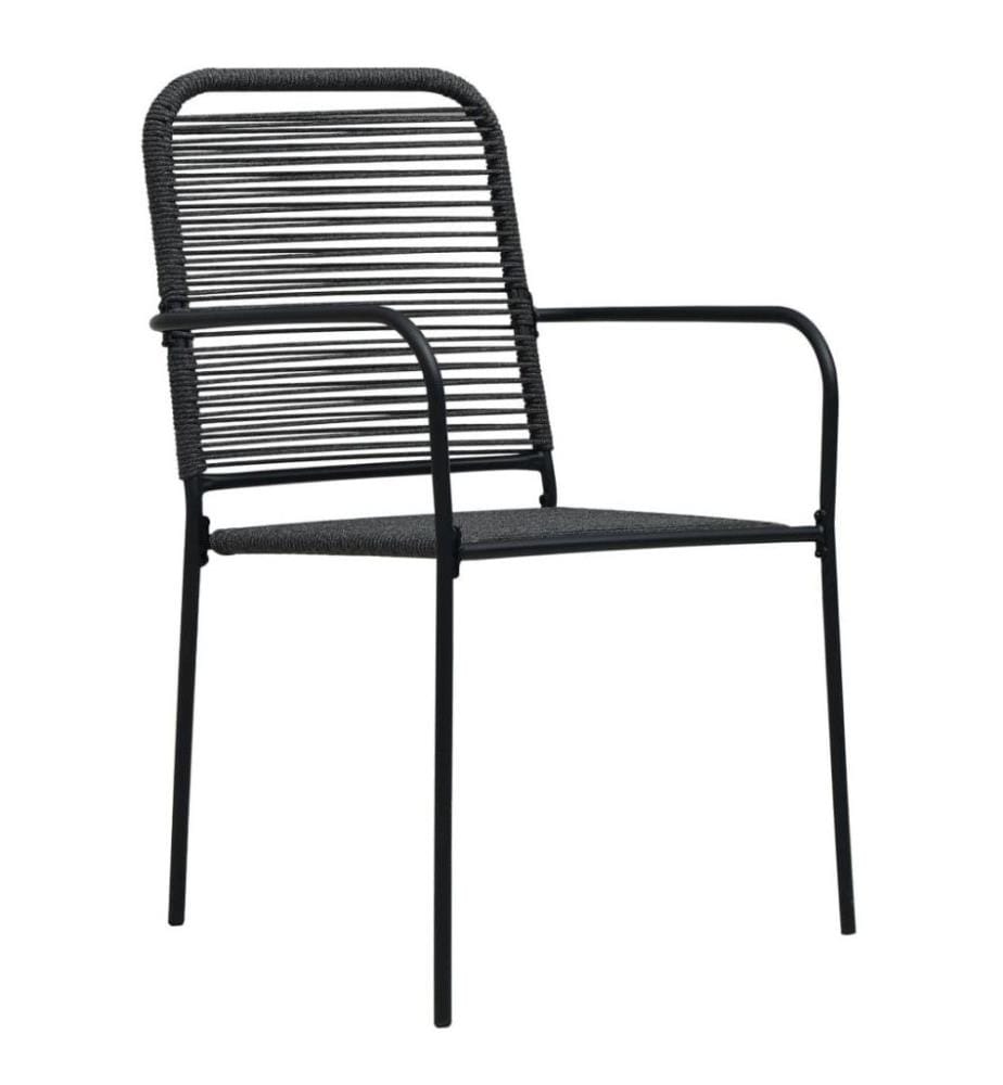 Chaises de jardin 2 pcs Corde en coton et acier Noir