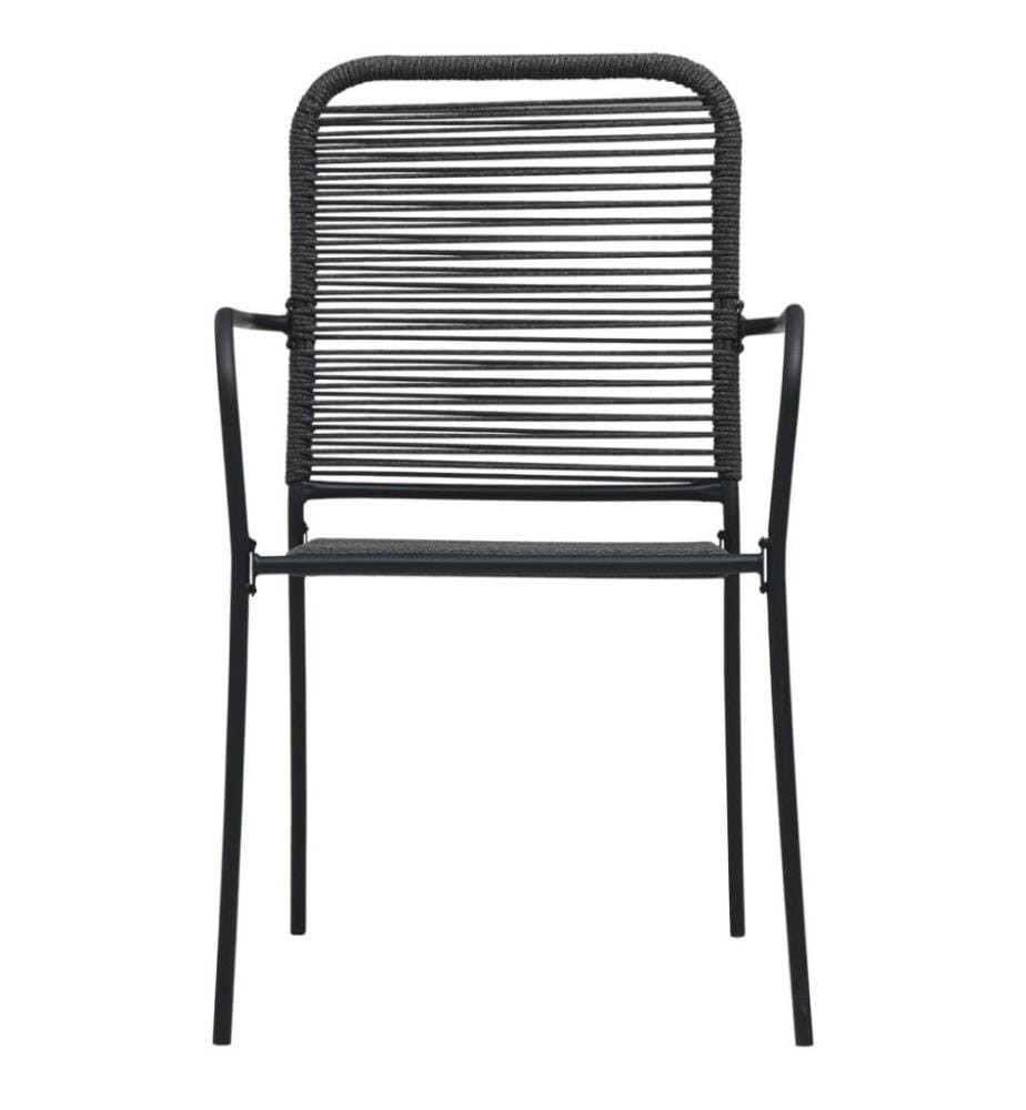 Chaises de jardin 2 pcs Corde en coton et acier Noir