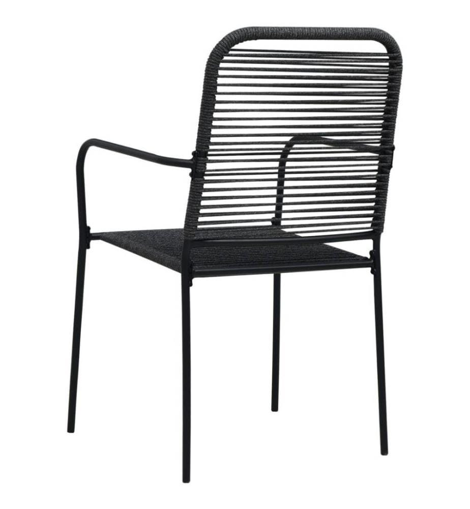 Chaises de jardin 2 pcs Corde en coton et acier Noir