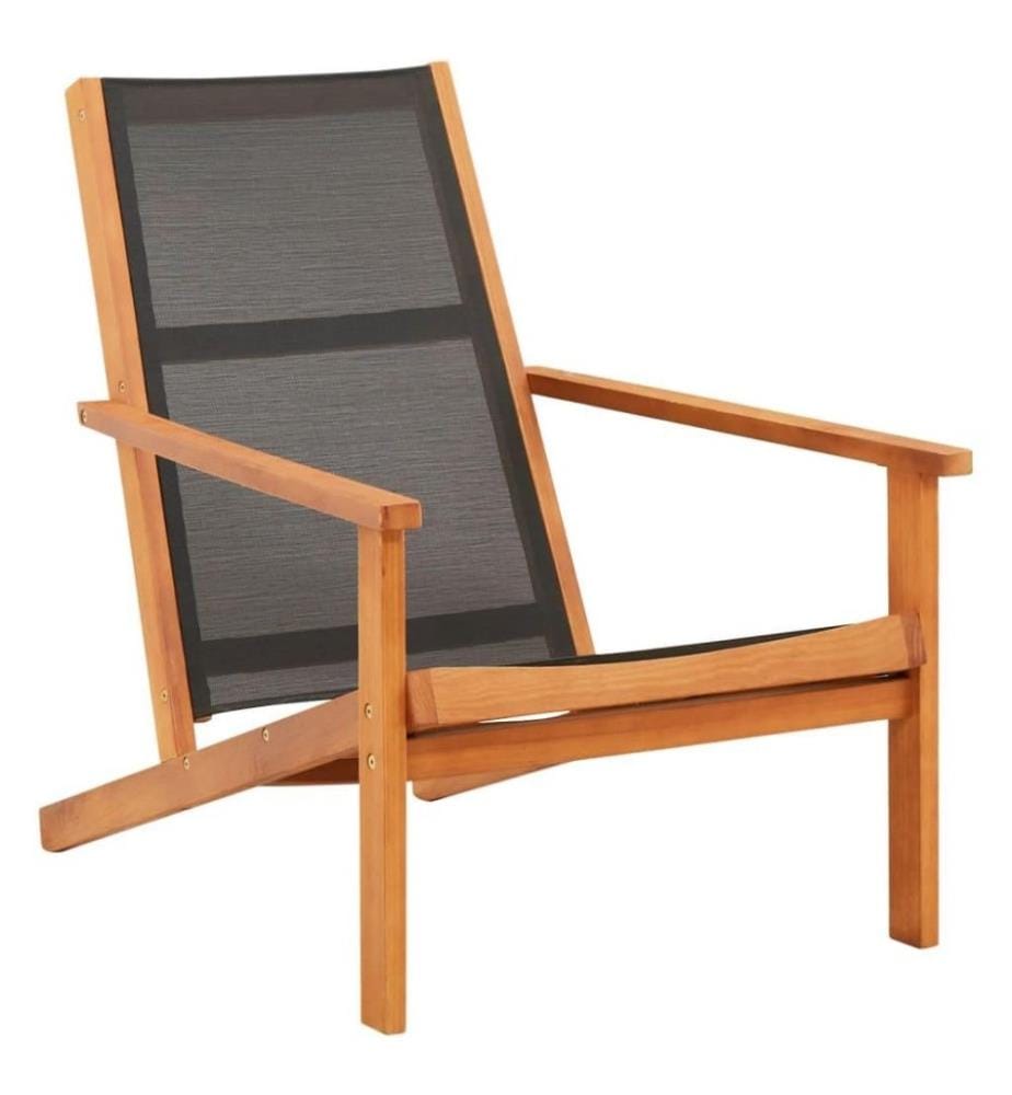 Garten-Loungestuhl Schwarz Eukalyptus Massivholz und Textilene