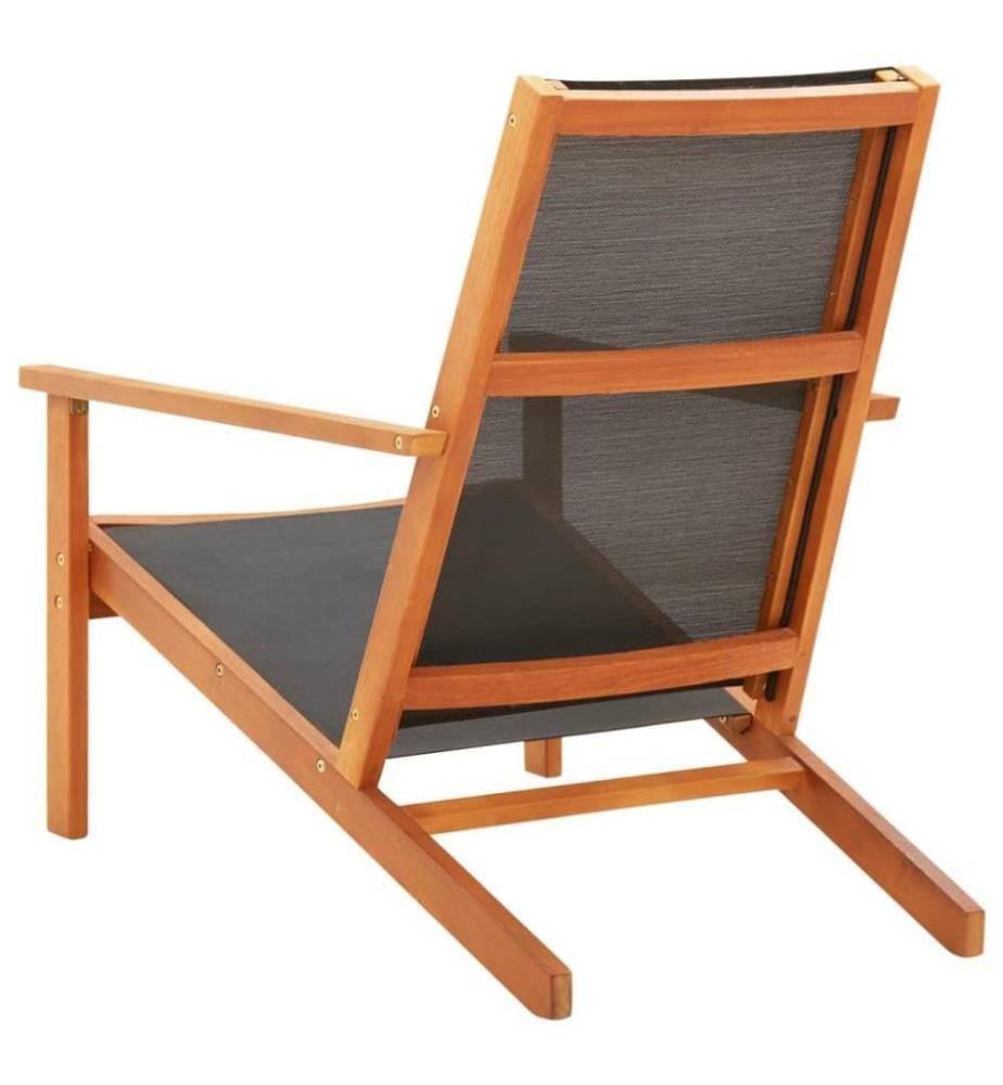 Garten-Loungestuhl Schwarz Eukalyptus Massivholz und Textilene