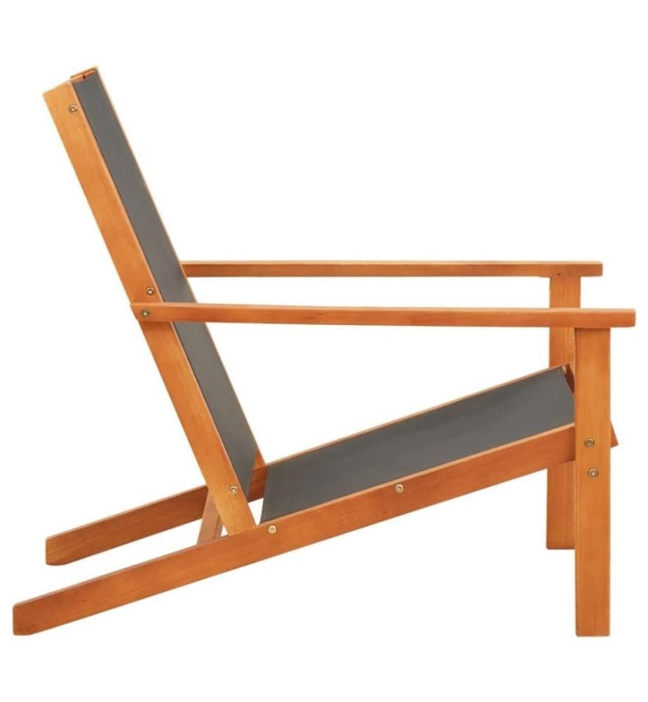 Garten-Loungestuhl Schwarz Eukalyptus Massivholz und Textilene