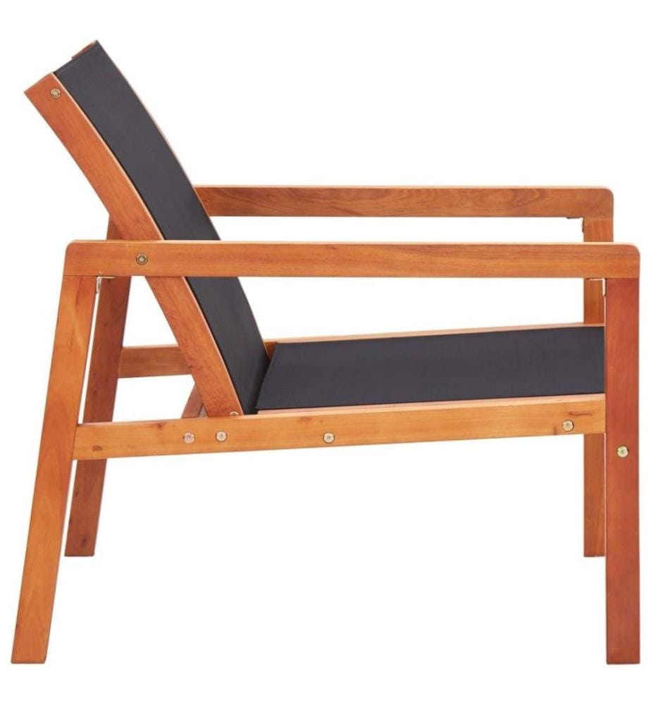 Chaise de jardin Noir Bois d'eucalyptus solide et textilène