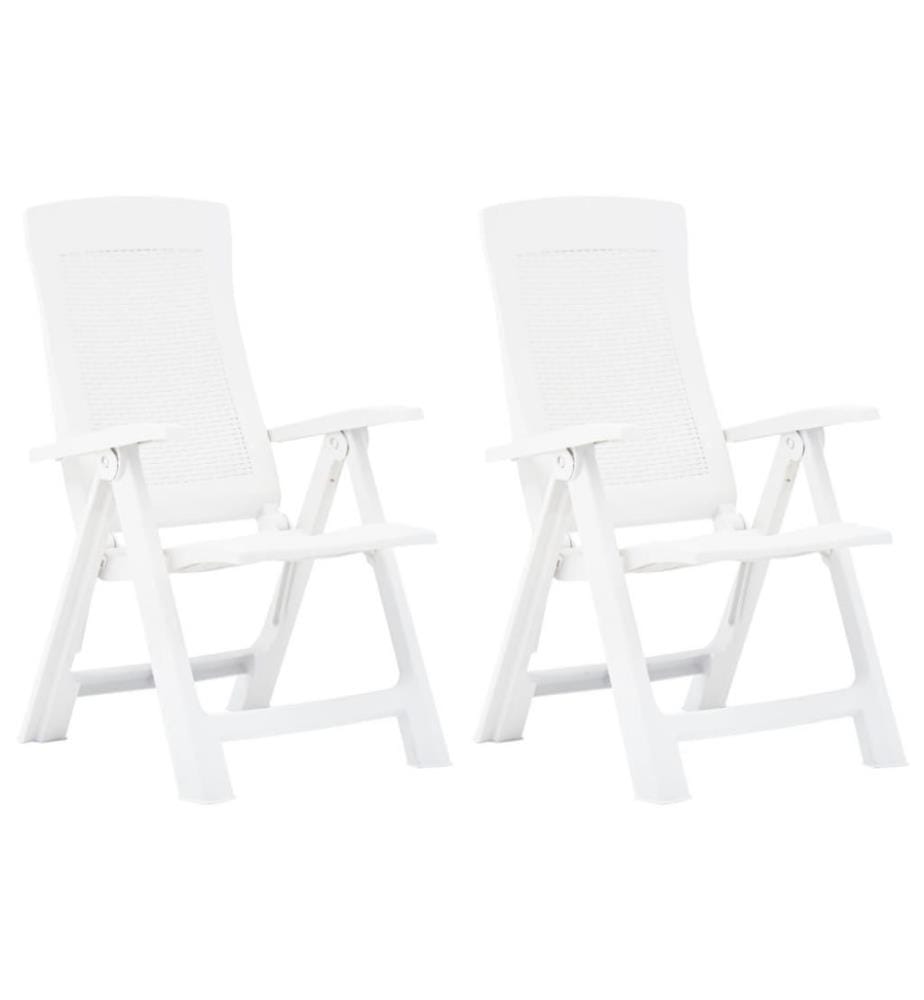 Chaises inclinables de jardin 2 pcs Plastique Blanc
