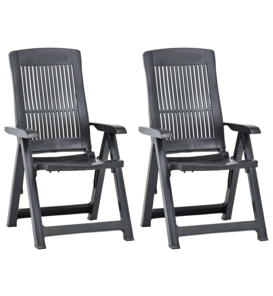 Chaises inclinables de jardin 2 pcs Plastique Anthracite