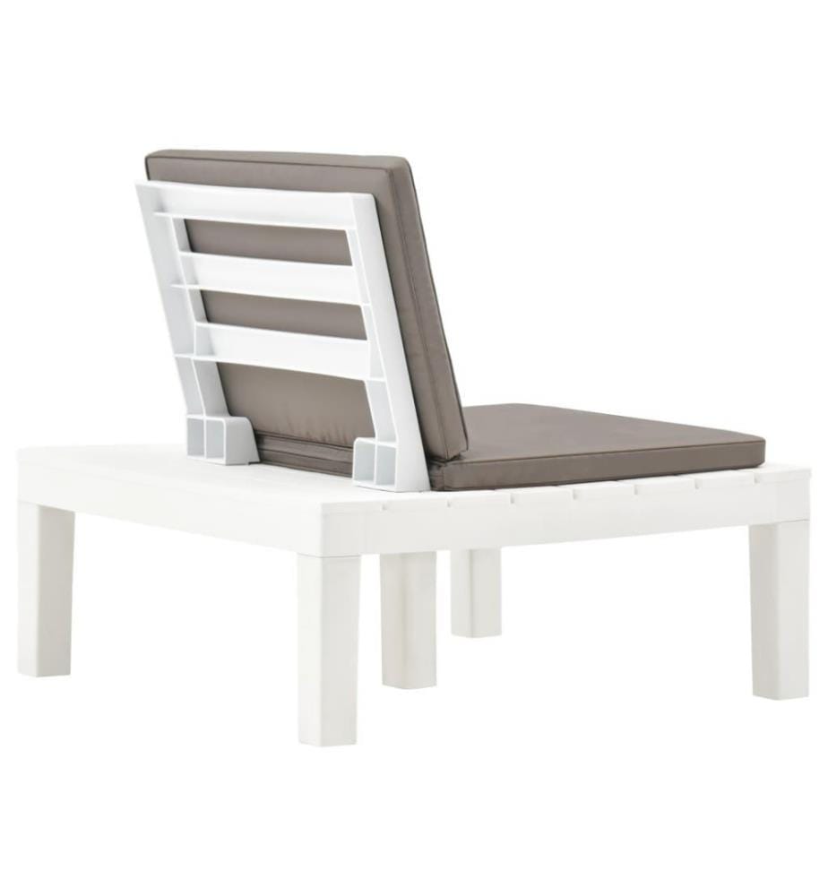 Garten-Lounge-Stuhl mit Sitzpolster Kunststoff Weiss