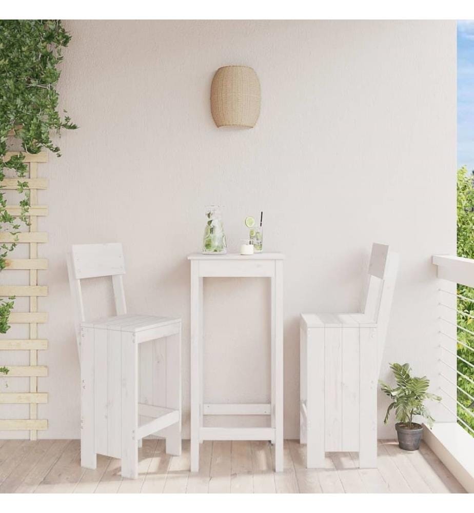 Barhocker 2 Stk. Weiss 40x48,5x115,5 cm Massivholz Kiefer