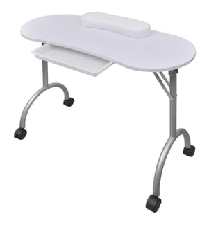 Table à manucure pliable avec roulettes Blanc
