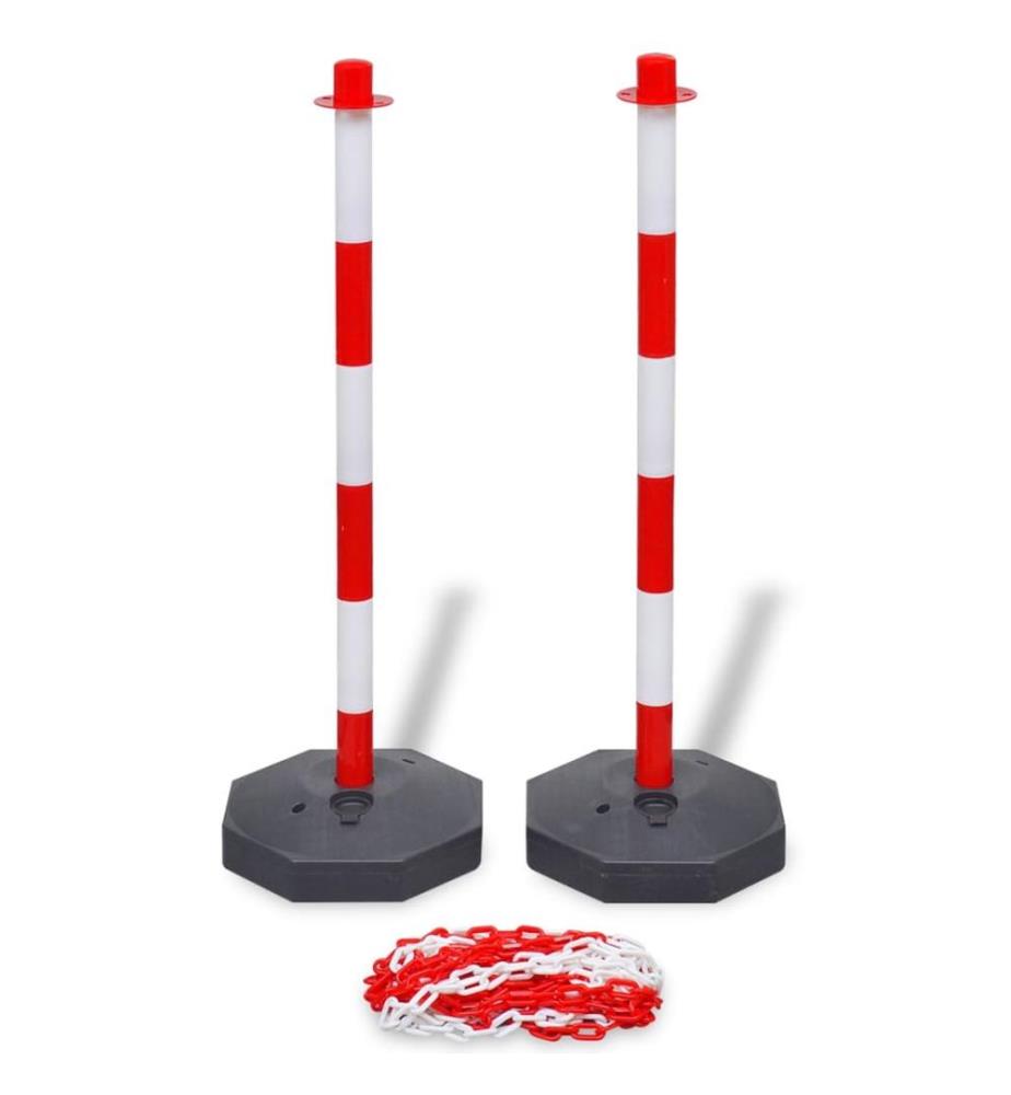 Pfosten-Set mit Absperrkette 10 m Kunststoff