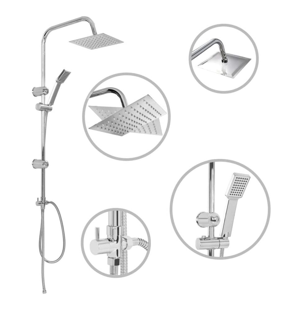 Ensemble de douche à deux têtes avec douchette Acier inoxydable