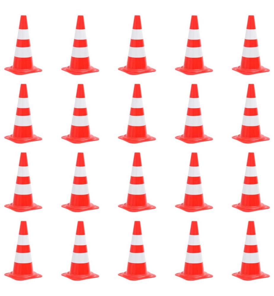 Cônes de signalisation réfléchissants 20pcs Rouge et blanc 50cm