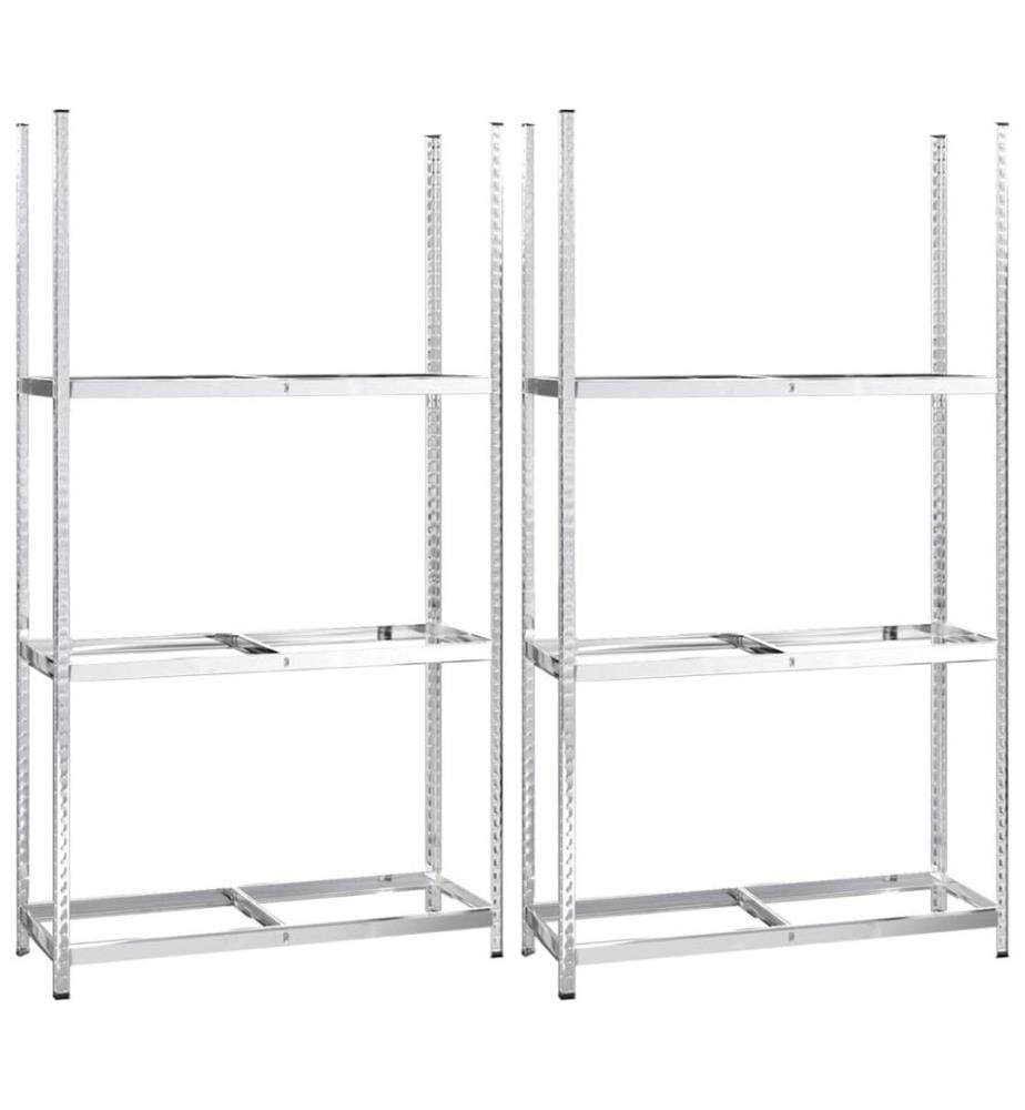 Reifenregale mit 3 Böden 2 Stk. Silbern 110x40x200 cm Stahl