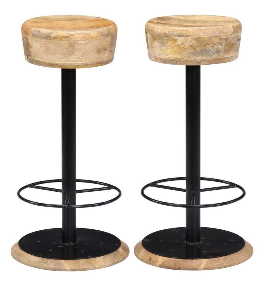 Chaises de bar lot de 2 bois de manguier solide