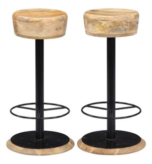 Chaises de bar lot de 2 bois de manguier solide