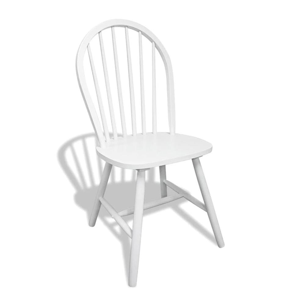 Chaises à manger lot de 6 blanc bois d'hévéa solide