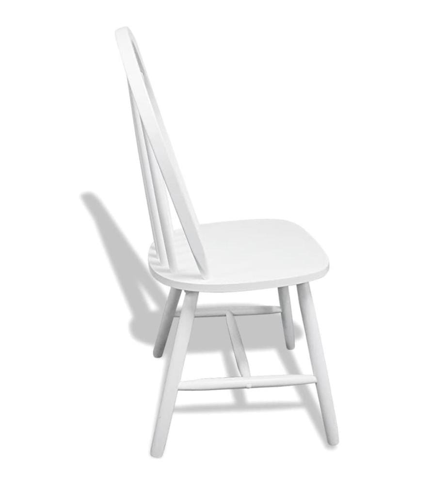 Chaises à manger lot de 6 blanc bois d'hévéa solide