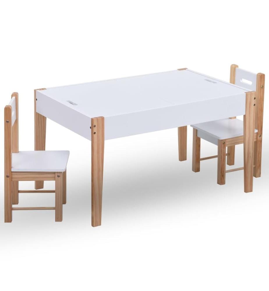 3-tlg. Kinder-Sitzgruppe mit Kreidetafel Schwarz und Weiss