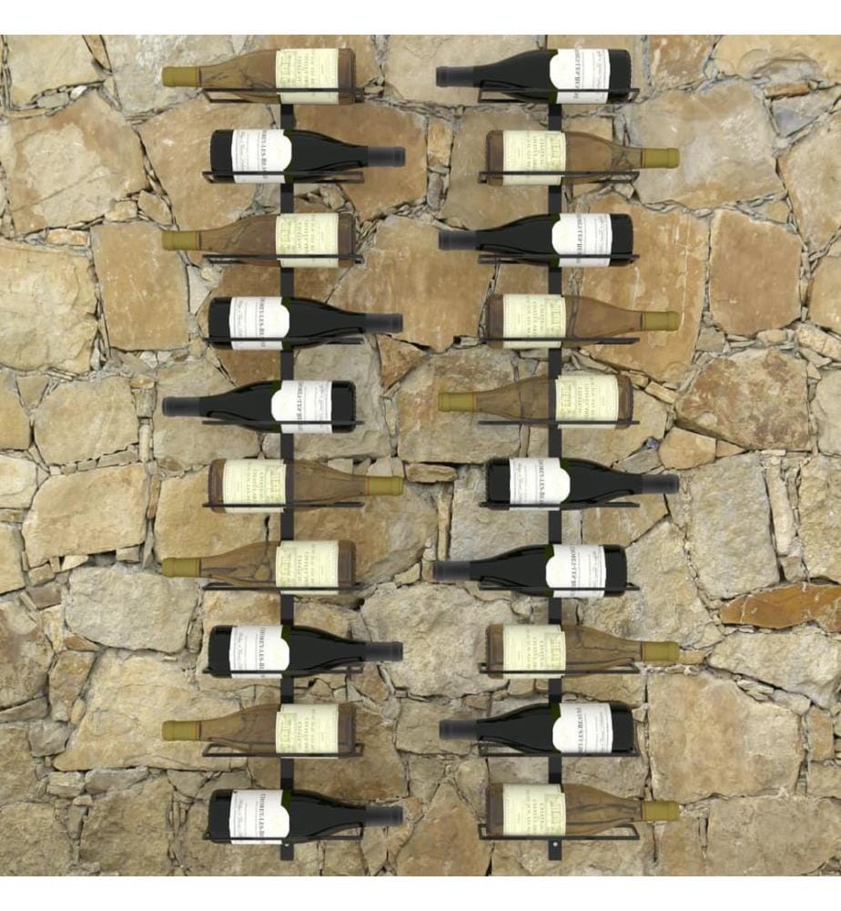 Casiers à bouteilles muraux pour 20 bouteilles 2 pcs Noir Métal