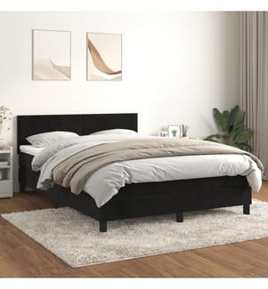 Sommier à lattes de lit avec matelas Noir 140x200 cm Velours