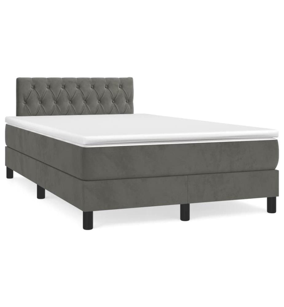 Boxspringbett mit Matratze Dunkelgrau 120x200 cm Samt