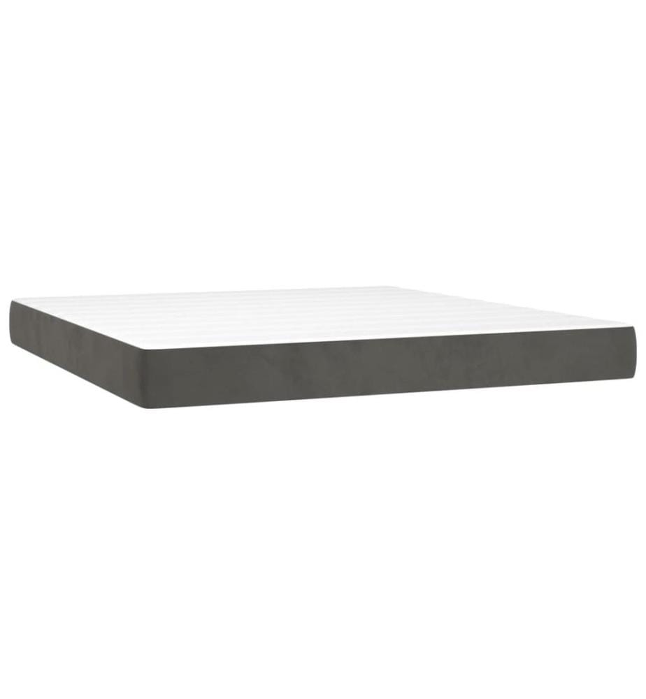 Sommier à lattes de lit et matelas Gris foncé 160x200cm Velours