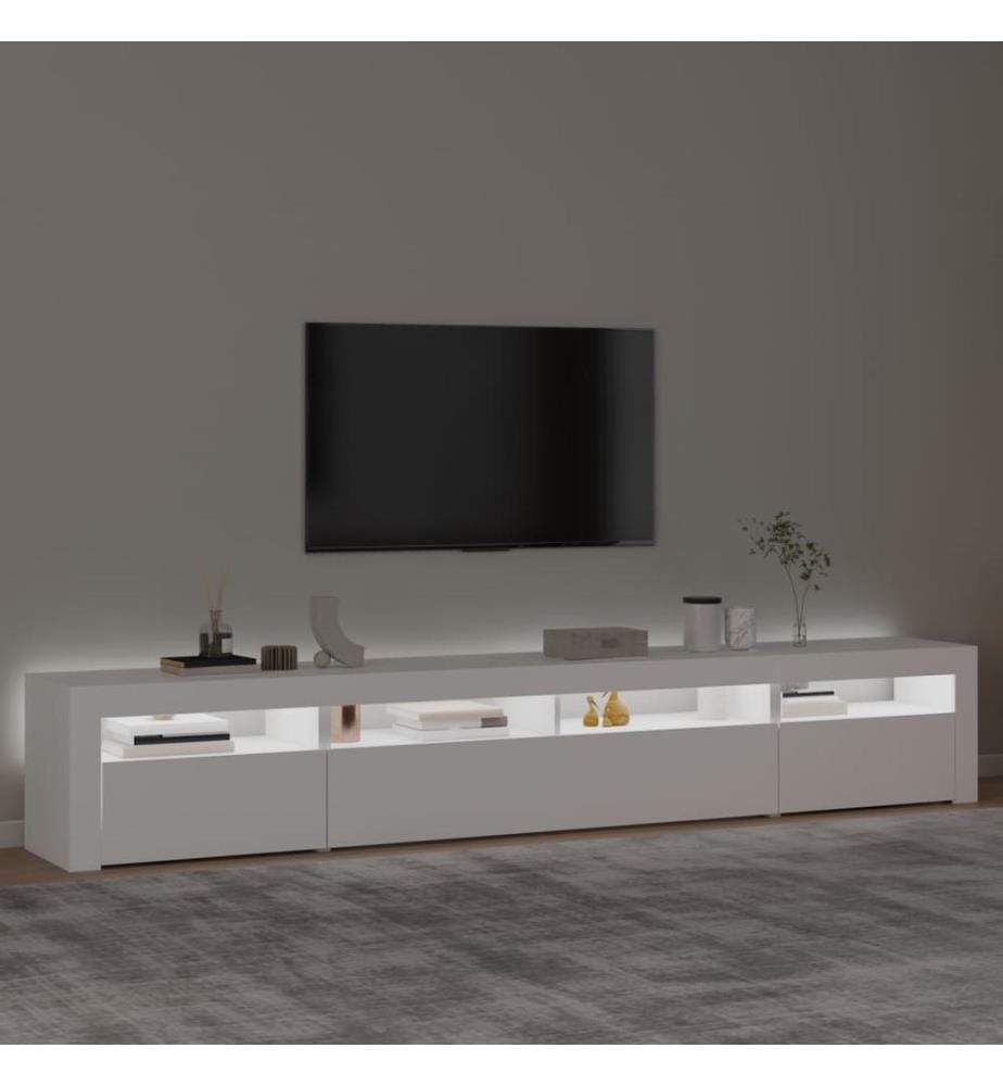 Meuble TV avec lumières LED Blanc 240x35x40 cm