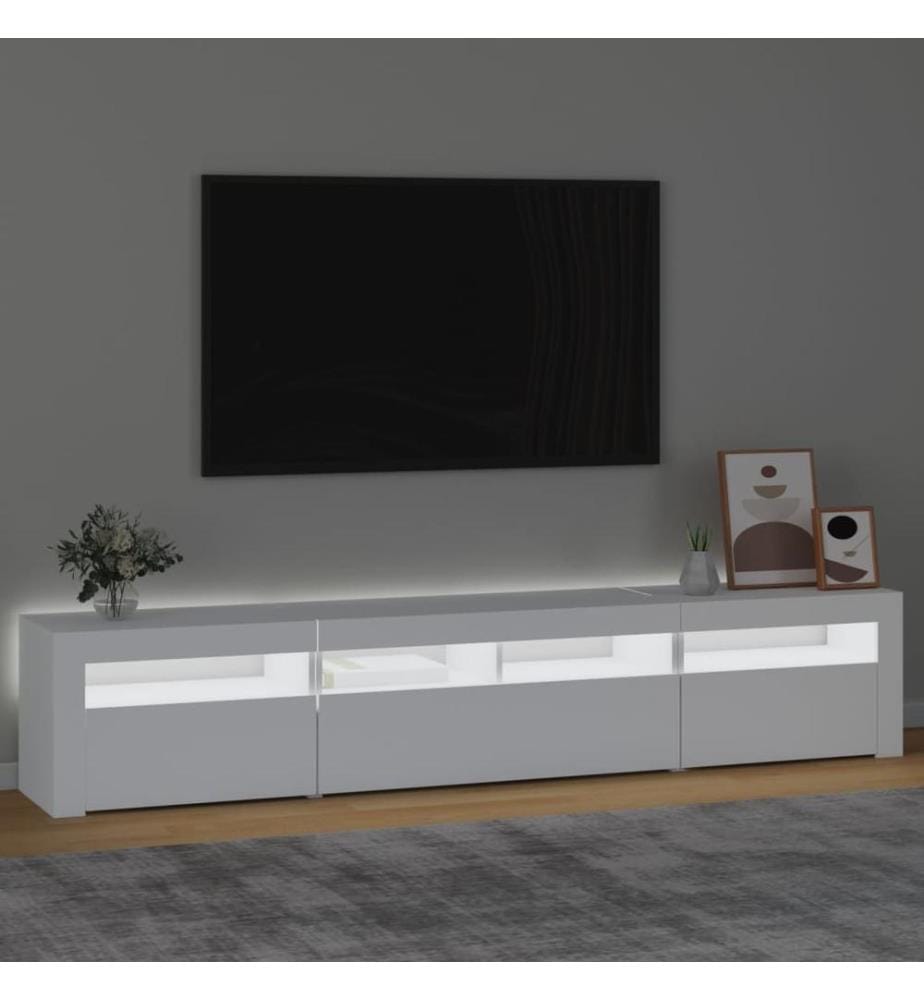 Meuble TV avec lumières LED Blanc 210x35x40 cm