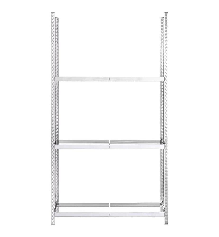 Reifenregale mit 3 Böden 4 Stk. Silbern 110x40x200 cm Stahl