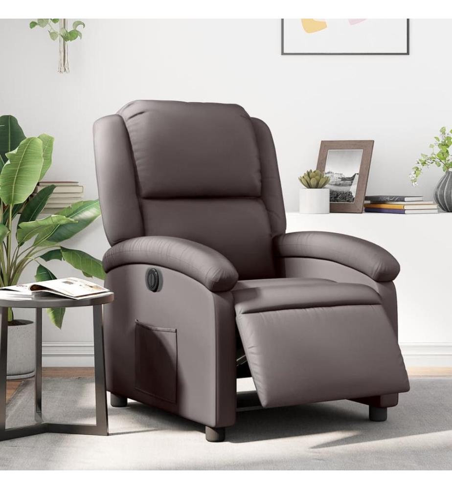 Relaxsessel Elektrisch Dunkelbraun Echtleder