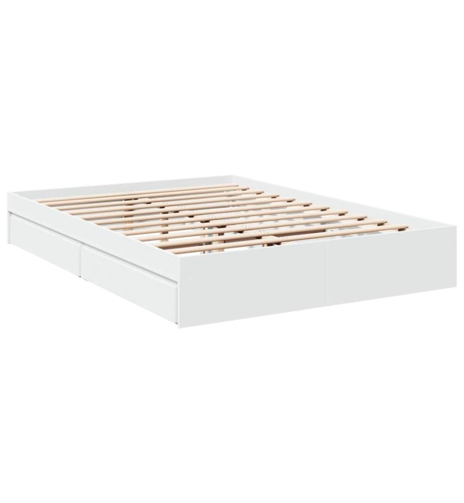 Cadre de lit avec tiroirs sans matelas blanc 160x200 cm