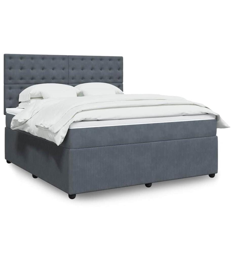 Boxspringbett mit Matratze Dunkelgrau 180x200 cm Samt