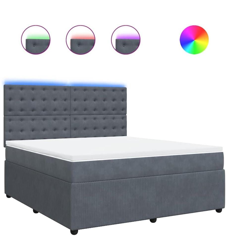 Boxspringbett mit Matratze Dunkelgrau 180x200 cm Samt