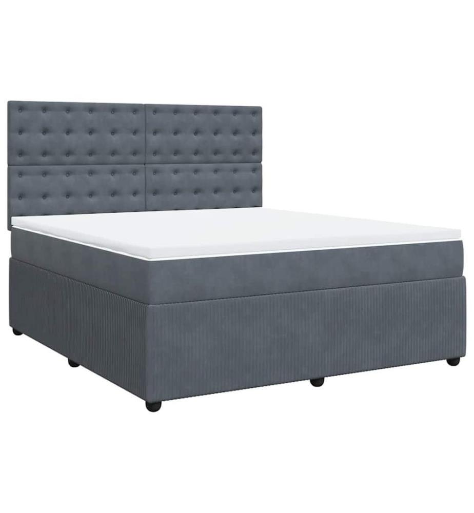 Boxspringbett mit Matratze Dunkelgrau 180x200 cm Samt