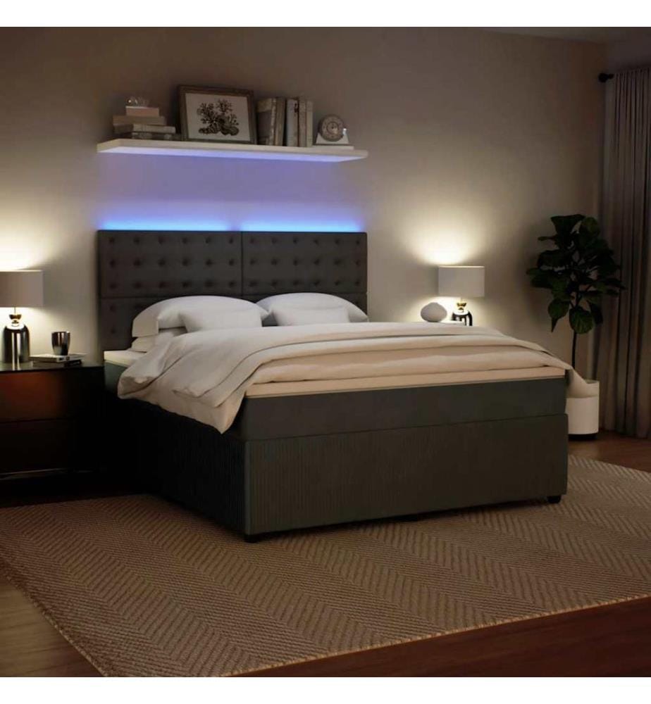 Boxspringbett mit Matratze Dunkelgrau 180x200 cm Samt