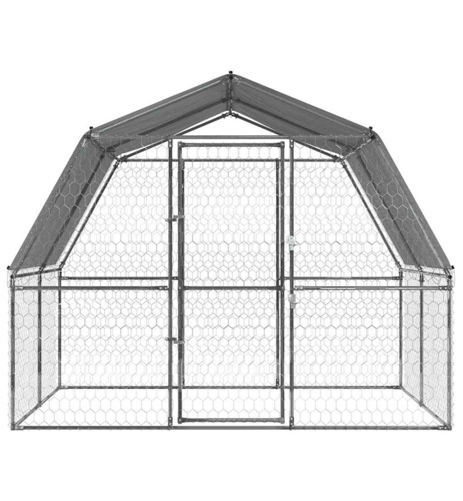 Cage pour chiens avec toit et porte argenté acier galvanisé