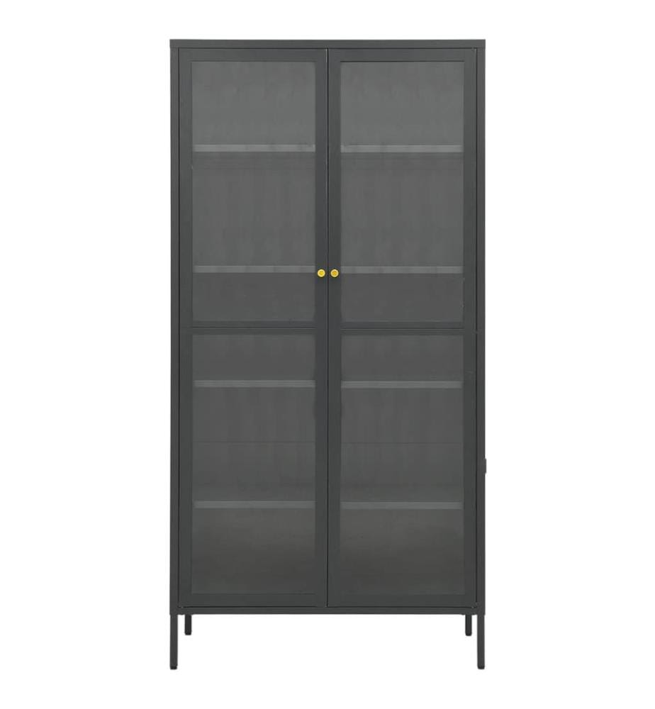 Vitrine Anthrazit 90x40x180 cm Stahl und Gehärtetes Glas