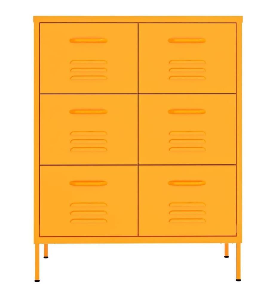 Armoire à tiroirs Jaune moutarde 80x35x101,5 cm Acier