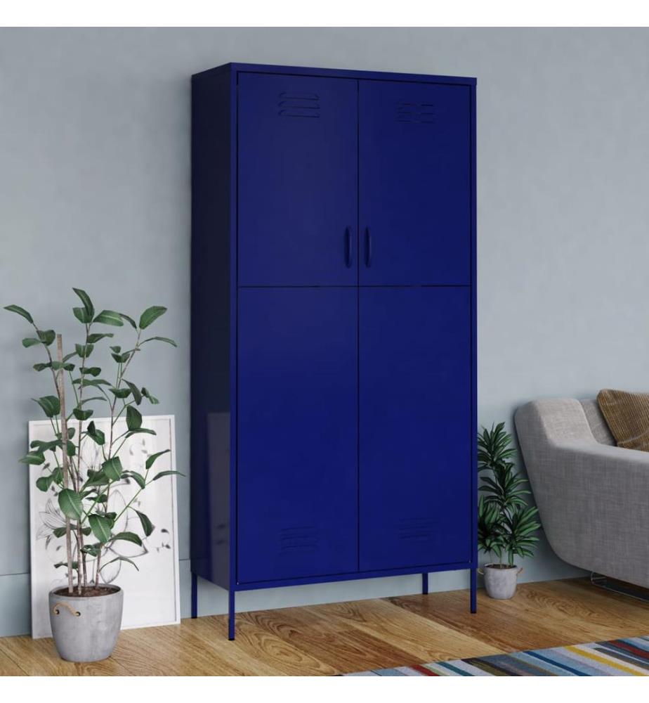 Kleiderschrank Marineblau 90x50x180 cm Stahl