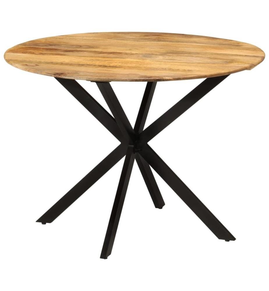 Table à dîner Ø110x78 cm Bois de manguier massif et acier