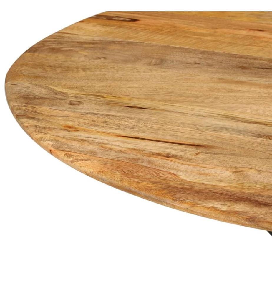 Table à dîner Ø110x78 cm Bois de manguier massif et acier