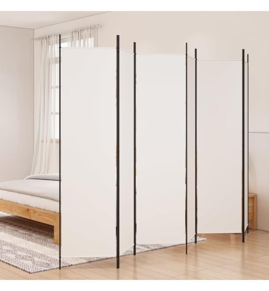 6-tlg. Paravent Weiss 300x200 cm Stoff
