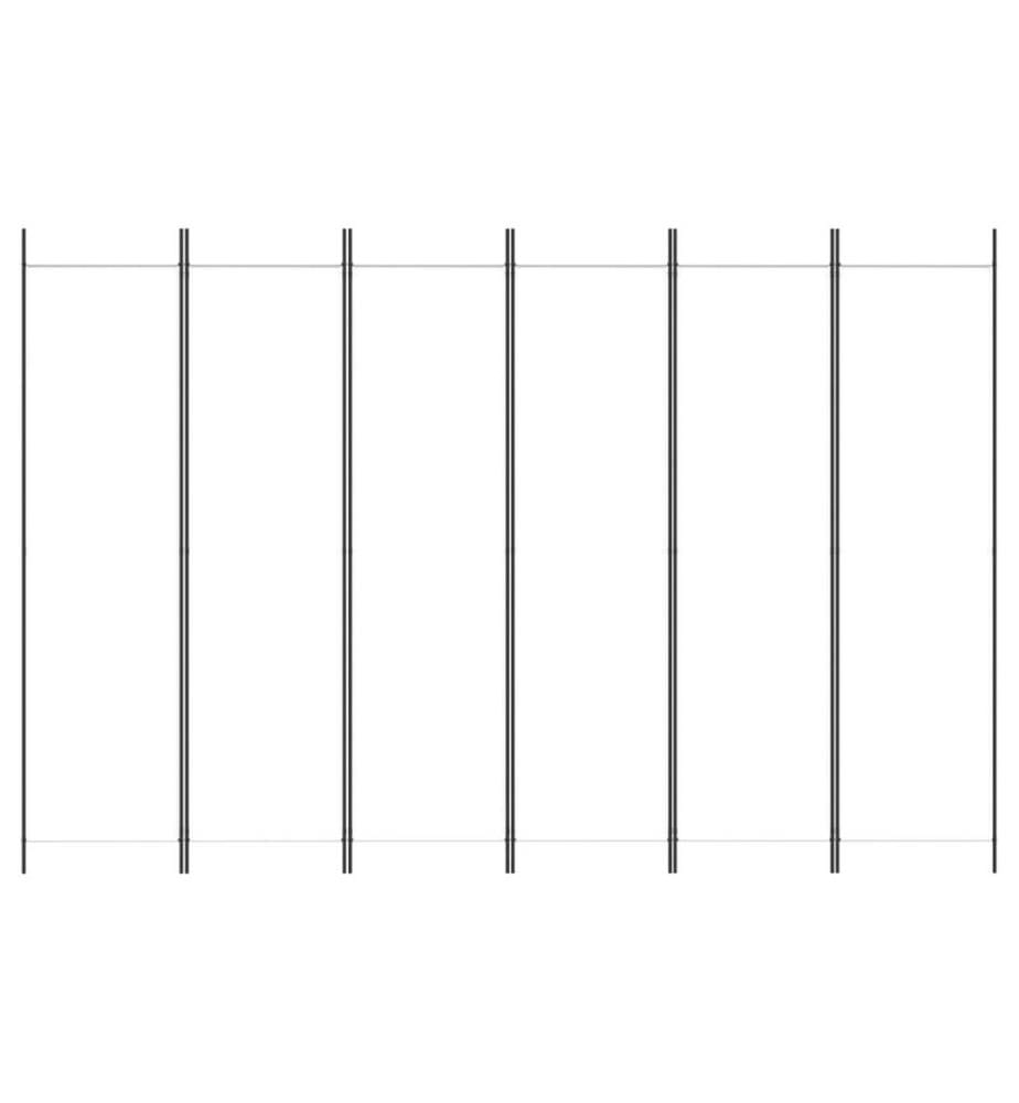 6-tlg. Paravent Weiss 300x200 cm Stoff