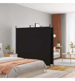 2-tlg. Paravent Schwarz 348x180 cm Stoff