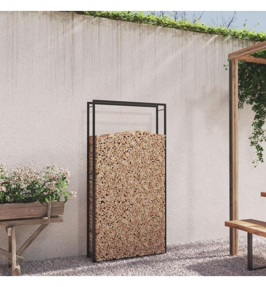 Portant de bois de chauffage Noir mat 110x28x214 cm Acier
